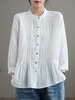 Casual Plain Spring/Fall Polyester Loose Long Sleeve Crew Neck H-Line Regular Blouses for Women