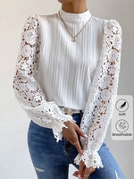 Casual Plain Spring/Fall Polyester No Elasticity Daily Loose Long Sleeve H-Line Shirts for Women