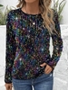 Casual Plain Spring/Fall V neck Glitter Daily Loose H-Line Regular Sweatshirts for Women