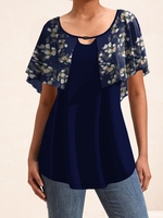 Casual Plain Summer Chiffon Batwing Sleeve Vacation Short Sleeve Regular Regular Shirts for Women