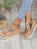 Casual Plain Summer Commuting Block Heel Round Toe Blocking Hook-Loop Slide Sandals Rubber Slide Sandals for Women