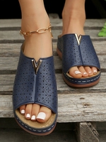 Casual Plain Summer Commuting Open-Top PU Pu Slide Sandals Slip On Slide Sandals for Women