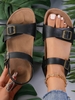 Casual Plain Summer Daily Flat Heel Round Toe Pu Slide Sandals Rubber Slide Sandals for Women