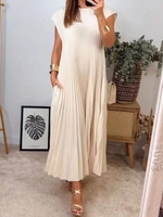 Casual Plain Summer High Waist Micro-Elasticity Loose Maxi Regular No Dresses for Women