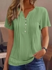 Casual Plain Summer Micro-Elasticity Daily Loose Standard Short sleeve Buckle Shirts for Women