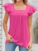 Casual Plain Summer Micro-Elasticity Daily Short Sleeve Regular H-Line Regular T-shirts for Women