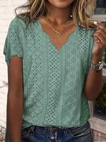 Casual Plain Summer Micro-Elasticity Daily Short sleeve Regular Regular NL Shirts for Women