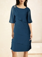 Casual Plain Summer Natural Daily Short Half Sleeve Crew Neck Buckle Dresses for Women