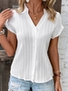Casual Plain Summer Natural Micro-Elasticity Daily Short sleeve Mid-long UC Blouses for Women