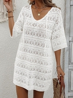 Casual Plain Summer Natural Short Half Sleeve H-Line Regular No Dresses for Women