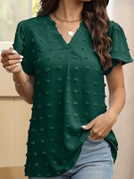 Casual Plain Summer No Elasticity Loose Short sleeve Mid-long H-Line Regular Shirts for Women