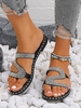 Casual Plain Summer Polyester Commuting Flat Heel PU Thong Sandals Slip On Slide Sandals for Women