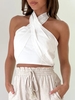 Casual Plain Summer Polyester Halter No Elasticity Daily Sleeveless Regular Tank Tops for Women