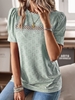 Casual Plain Summer Polyester Micro-Elasticity Daily Loose Short Sleeve Regular Shirts for Women