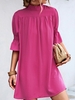 Casual Plain Summer Polyester Natural Loose Half Sleeve A-Line No Dresses for Women