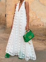 Casual Plain Summer Polyester Natural Maxi A-Line Regular Vacation Dresses for Women