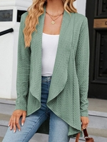 Casual Plain Summer Polyester Natural Micro-Elasticity Daily Short Sleeve Regular Kimonos for Women