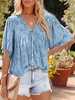 Casual Plain Summer Polyester No Elasticity Short Sleeve Regular H-Line Regular Shirts for Women