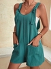 Casual Plain Summer Polyester Spaghetti No Elasticity Daily Loose Shorts Jumpsuits for Women