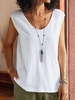 Casual Plain Summer V neck Daily Sleeveless Regular H-Line No Tank Tops for Women