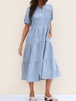 Casual Plain Summer Viscose No Elasticity Daily Loose Regular No Dresses for Women