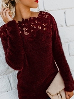 Casual Plain Winter Commuting Loose Long Sleeve Crew Neck Thicken H-Line Sweaters for Women