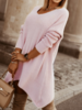 Casual Plain Winter Daily Loose Long sleeve Yarn/Wool yarn Regular H-Line Tunic Sweater Knit Jumper for Women