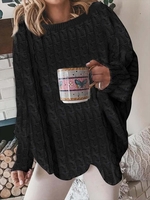 Casual Plain Winter Heavyweight Loose Standard Long sleeve Yarn/Wool yarn Regular Sweater for Women