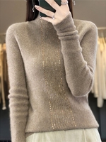 Casual Plain Winter Heavyweight Micro-Elasticity Loose Warmth Crew Neck Hot Drilling Sweaters for Women