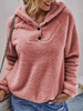Casual Plain Winter Hoodie Loose Long Sleeve H-Line Buckle Fleece Hoodies for Women