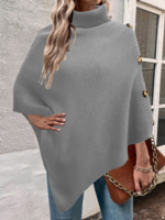 Casual Plain Winter Knitted Heavyweight Micro-Elasticity Vacation Turtleneck A-Line Sweaters for Women