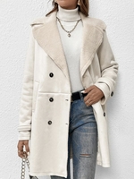 Casual Plain Winter Natural Daily Long sleeve Mid-long Thicken H-Line Teddy Jacket for Women