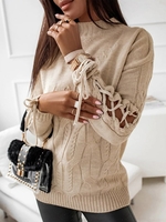 Casual Plain Winter Natural Heavyweight Loose Regular H-Line Half Turtleneck Sweater for Women