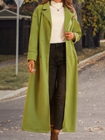 Casual Plain Winter Natural Heavyweight Micro-Elasticity Loose Lapel Collar Woolen Overcoat for Women