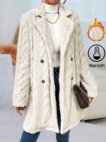 Casual Plain Winter Natural Warmth Lapel Collar Fluff/Granular fleece fabric H-Line Fleece Teddy Jackets for Women