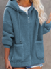 Casual Plain Winter Polyester Hoodie Natural Micro-Elasticity Hooded H-Line Teddy Jackets for Women