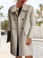 Casual Plain Winter Polyester Natural No Elasticity Long Sleeve Mid-long H-Line Coats for Women