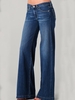 Casual Plain Winter Standard Straight pants Denim Long H-Line Regular Jeans for Women