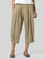 Casual Pleated Cotton Linen & Cotton Bottoms