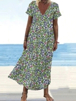 Casual Polyester Fibre Loose Maxi