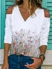 Casual Printed Cold Shoulder Causal Tops - Noracora