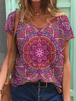 Casual Printed Short Sleeve T-Shirts - Noracora