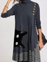 Casual Round Neck Long Sleeve Causal Dresses - Noracora