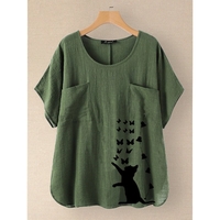 Casual Round Neck Short Sleeve T-Shirts - Noracora