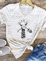 Casual Shift Cotton V Neck T-Shirts - Noracora