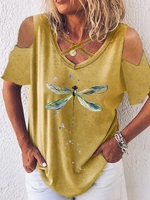 Casual Short Sleeve Butterfly T-Shirts - Noracora