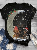 Casual Short Sleeve Christmas Snowman Cotton-Blend Sweatshirts &pullover - Noracora