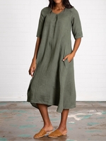 Casual Short Sleeve Paneled Causal Dresses