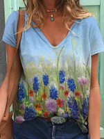 Casual Short Sleeve Shift Cotton T-Shirts - Noracora