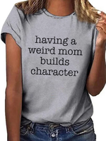 Casual Short Sleeve Shift Letter T-Shirts - Noracora